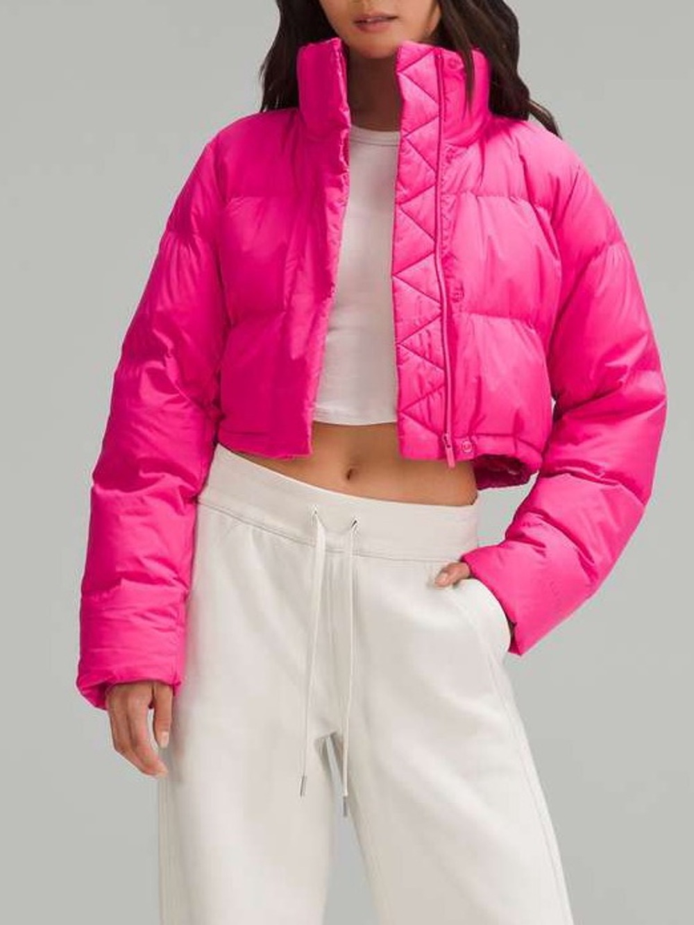 Lululemon Wunder Puff Super Cropped Jacket Goose Down Coat Sonic Pink 4 W4CB8S
